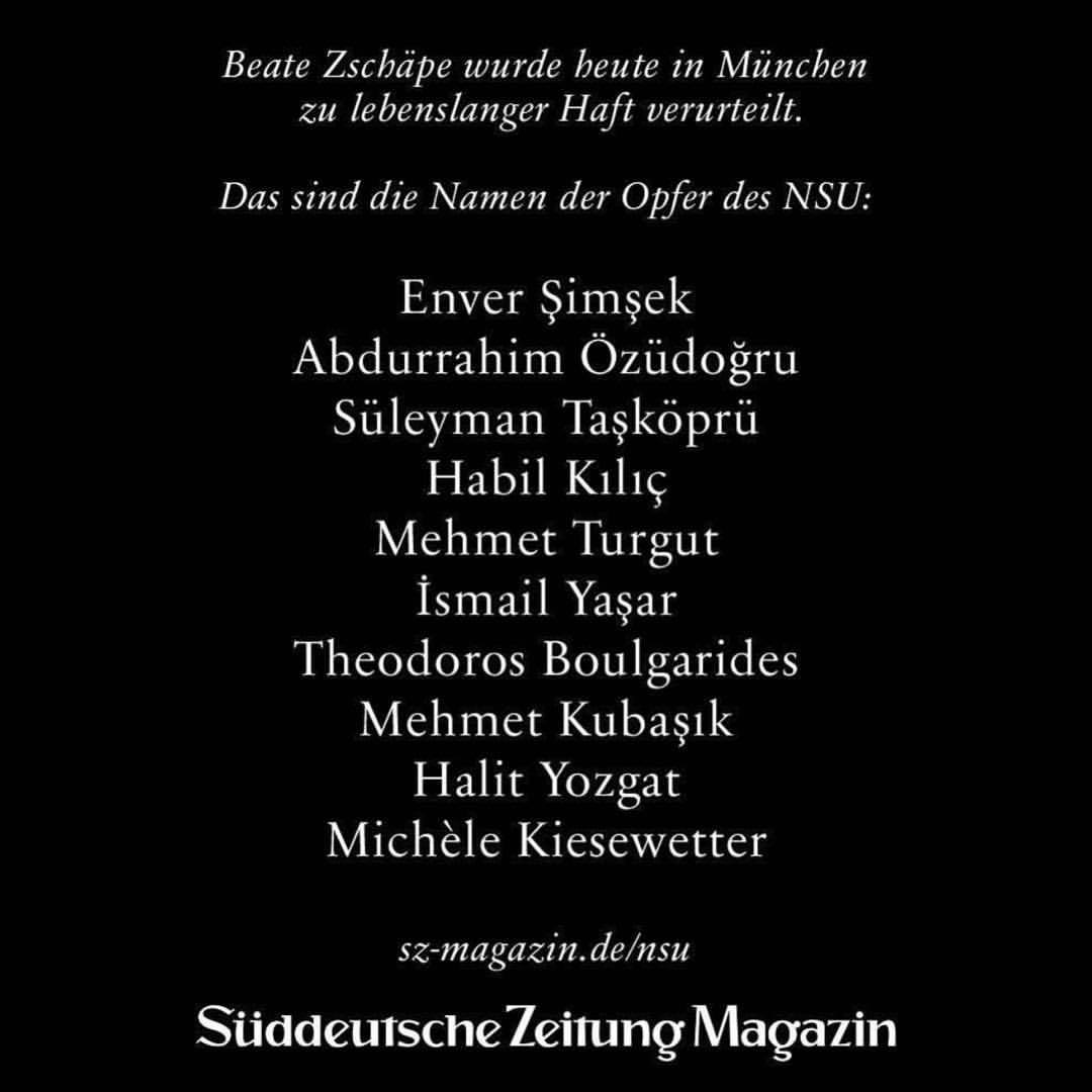 Die bekannten Opfer des NSU-Terrors. © sz-magazin.de/nsu