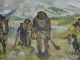painting "PRIMITIVE MAN HUNTING ANIMALS" at the Museum of Vietnamese History