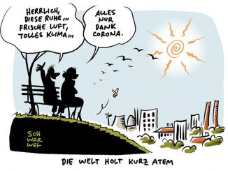 Die Welt holt kurz Atem © Schwarwel