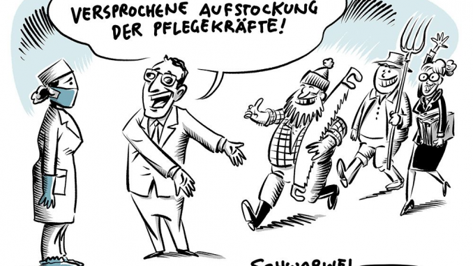Schwarwel_Pflegekraefte_Corona-Virus Maßnahmen für Pflegebranche gegen Coronavirus © Schwarwel 2020